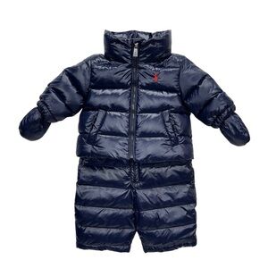 Ralph Lauren Size 3 Months Down Puffer Snowsuit Navy Blue Jacket Pants New NWT